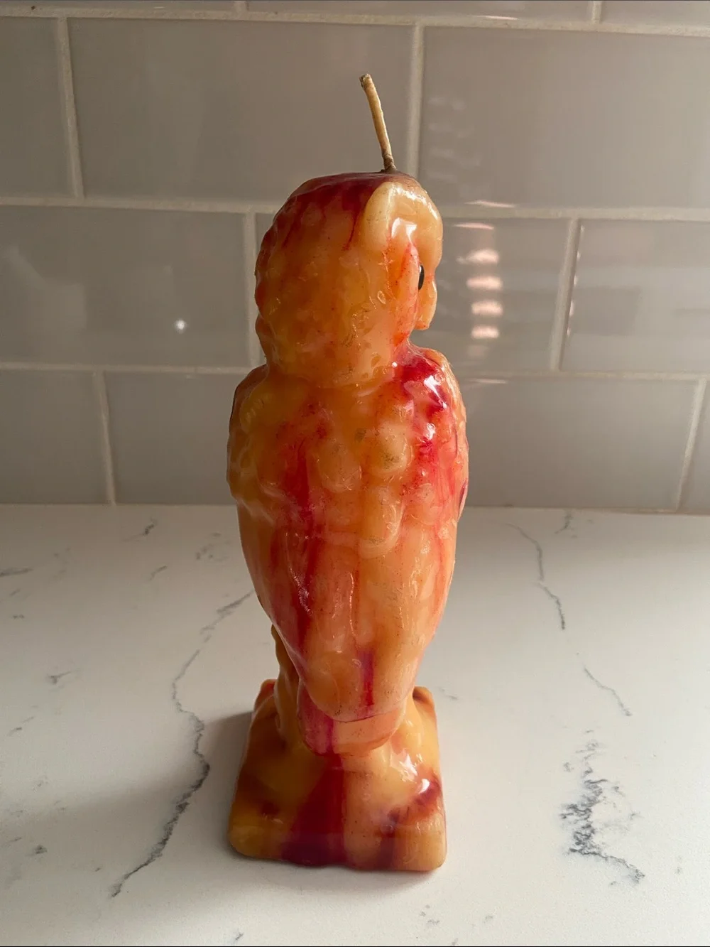 Vintage 1970s Large Figural Owl Wax Candle 9